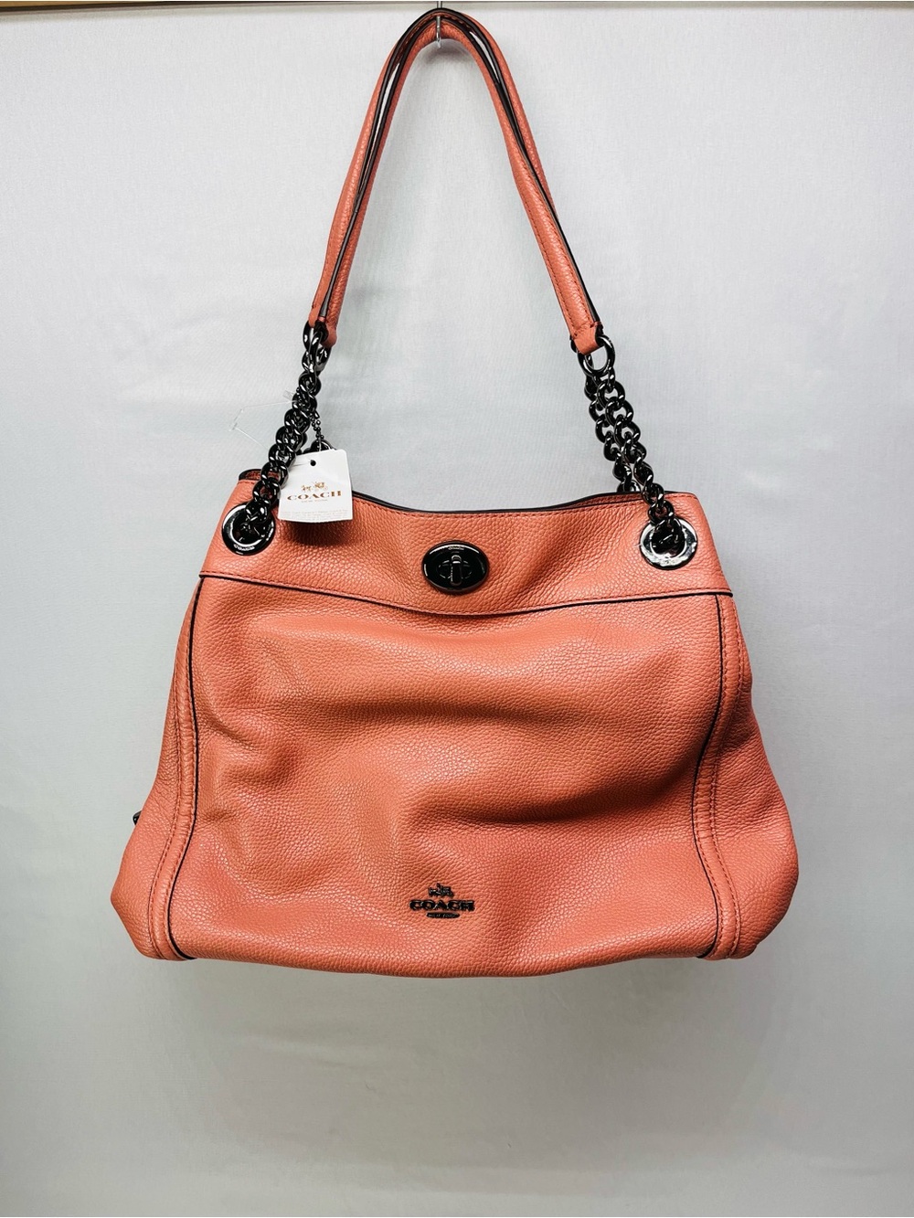 NWT Coach Turnlock Edie in Dark Melon Shoulder Bag with Chain Straps
